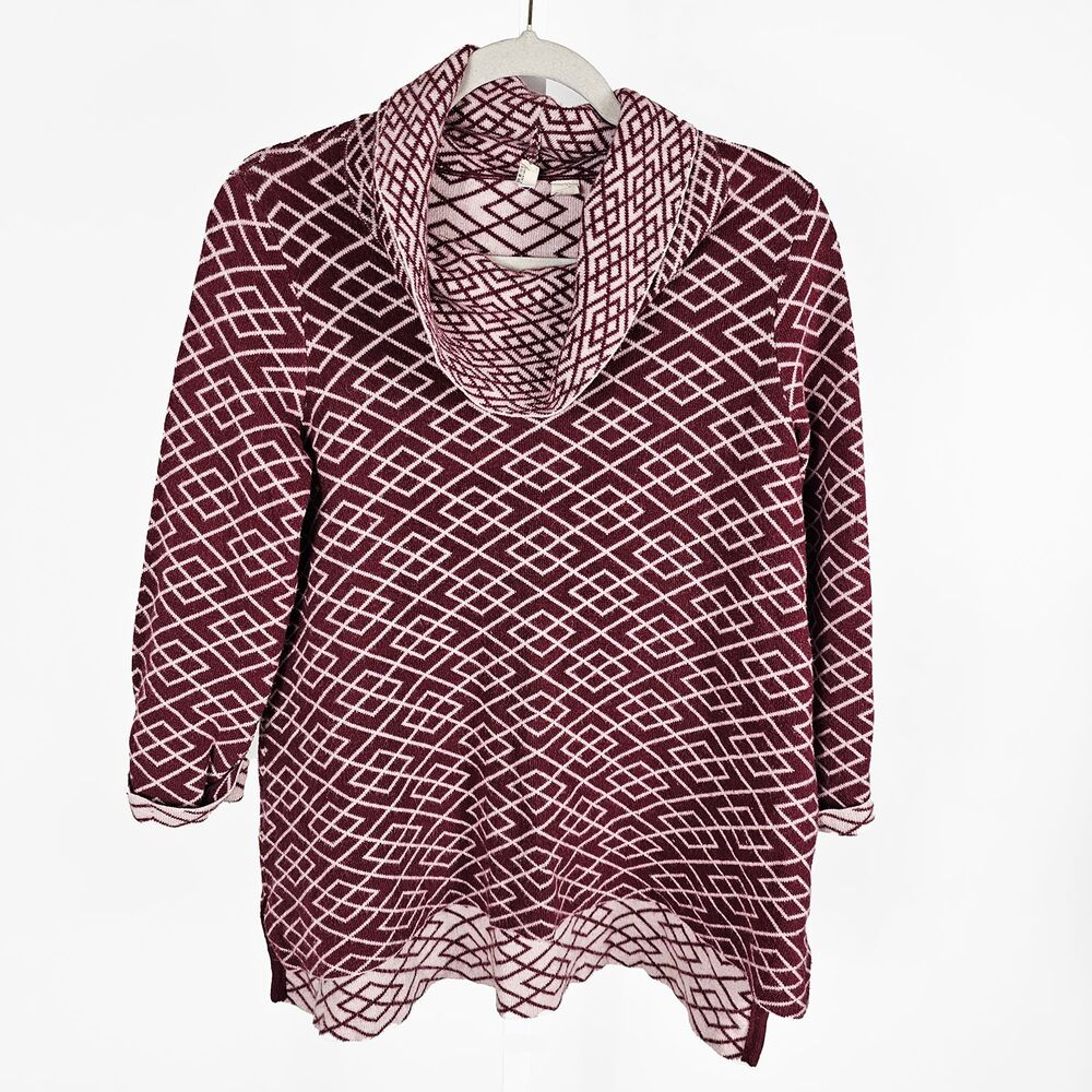 Moth Anthropologie Graphic Alena Cowl Neck Medium Sweater